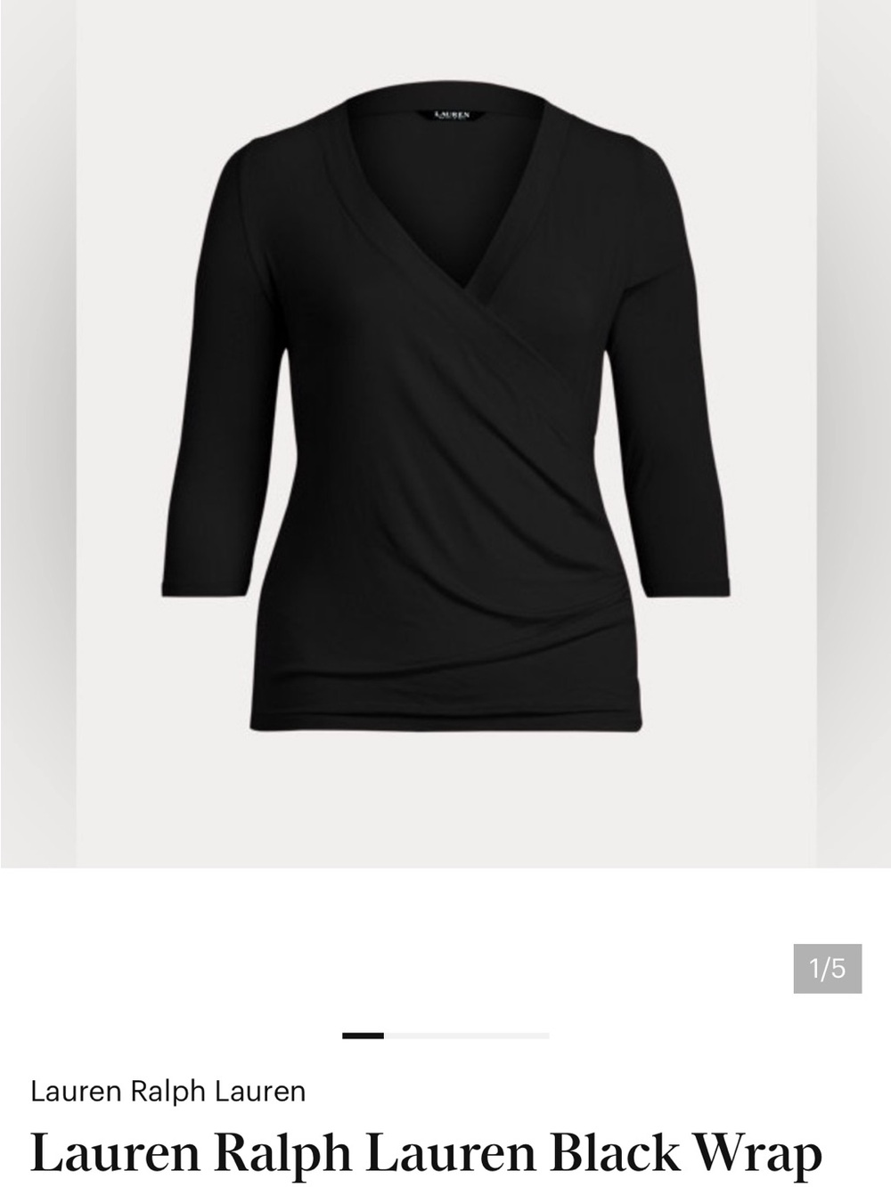 Lauren Ralph Lauren Black Wrap-Style V-Neck Top